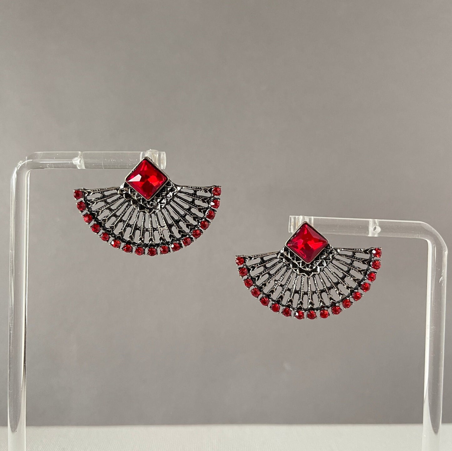 Crystal Gem Fan Earrings