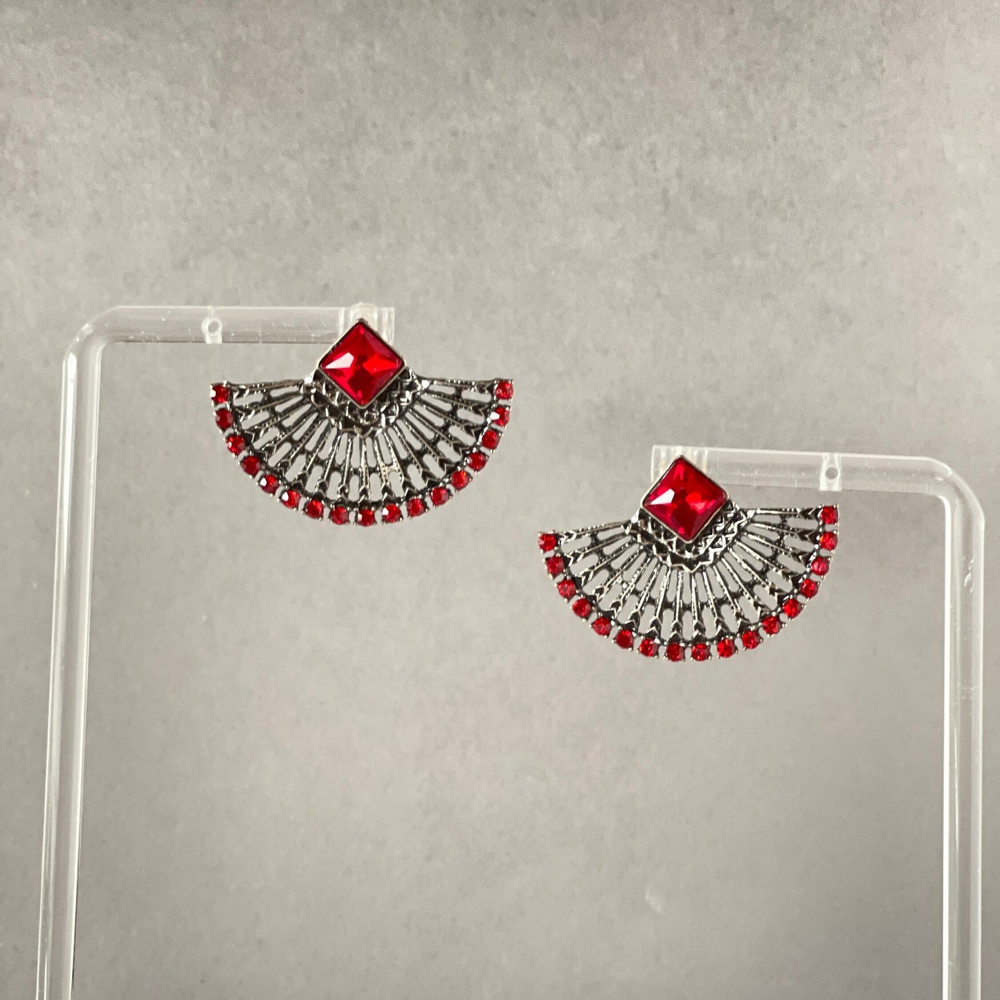Crystal Gem Fan Earrings