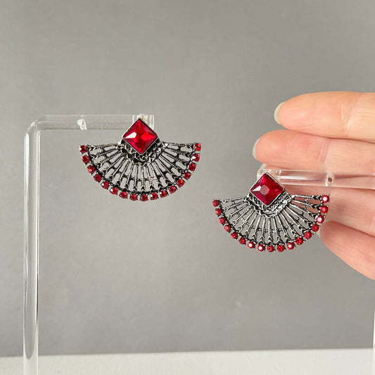 Crystal Gem Fan Earrings