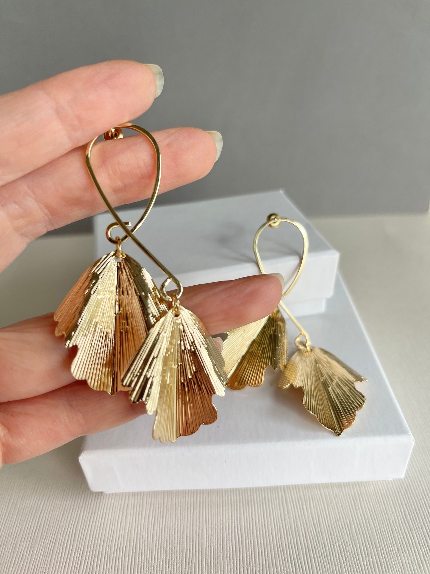 Double Leaf Drop Earrings