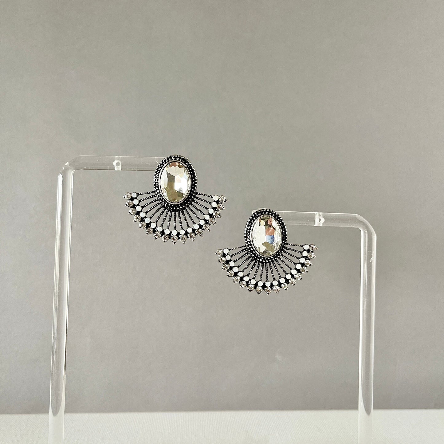 Clear Crystal Silver Earrings