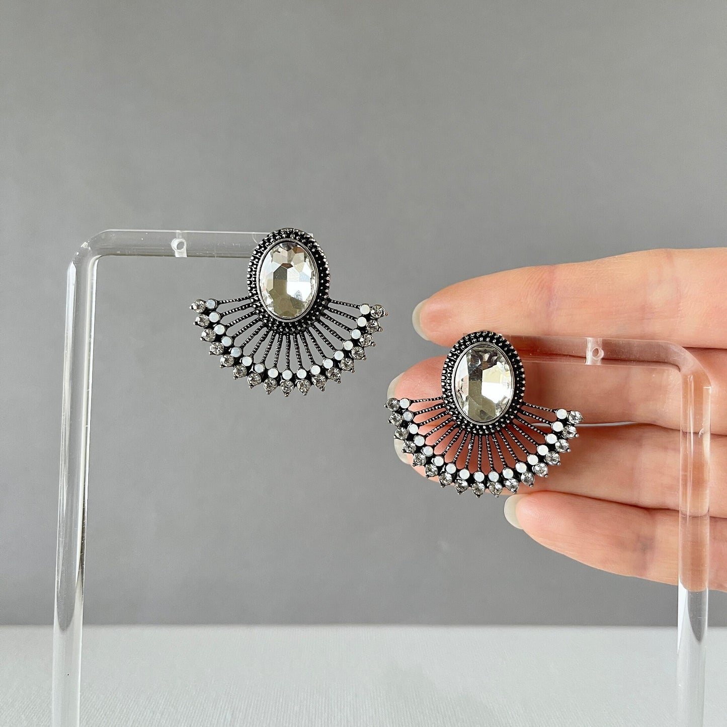 Clear Crystal Silver Earrings