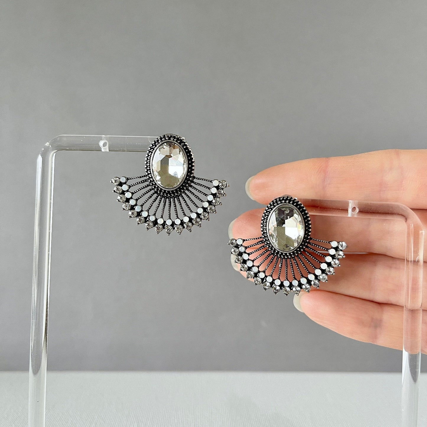 Clear Crystal Silver Earrings