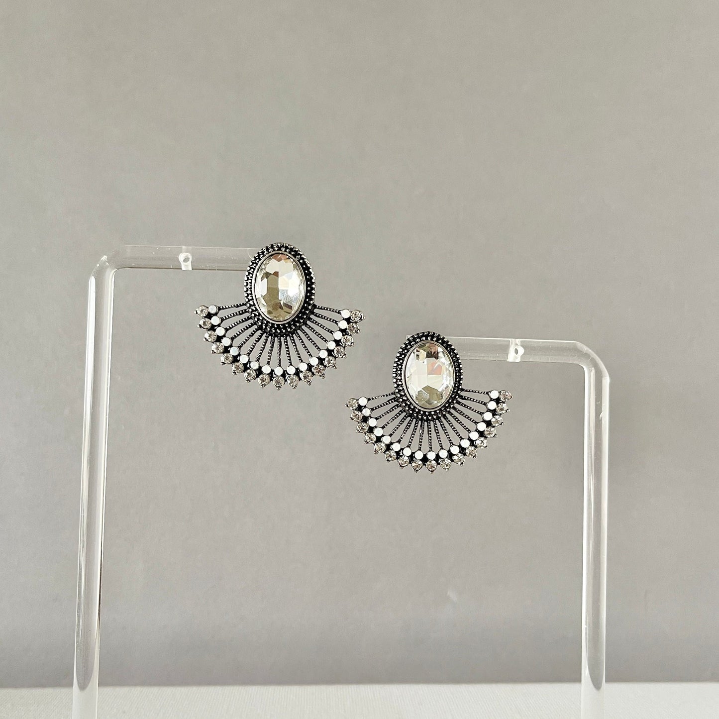 Clear Crystal Silver Earrings