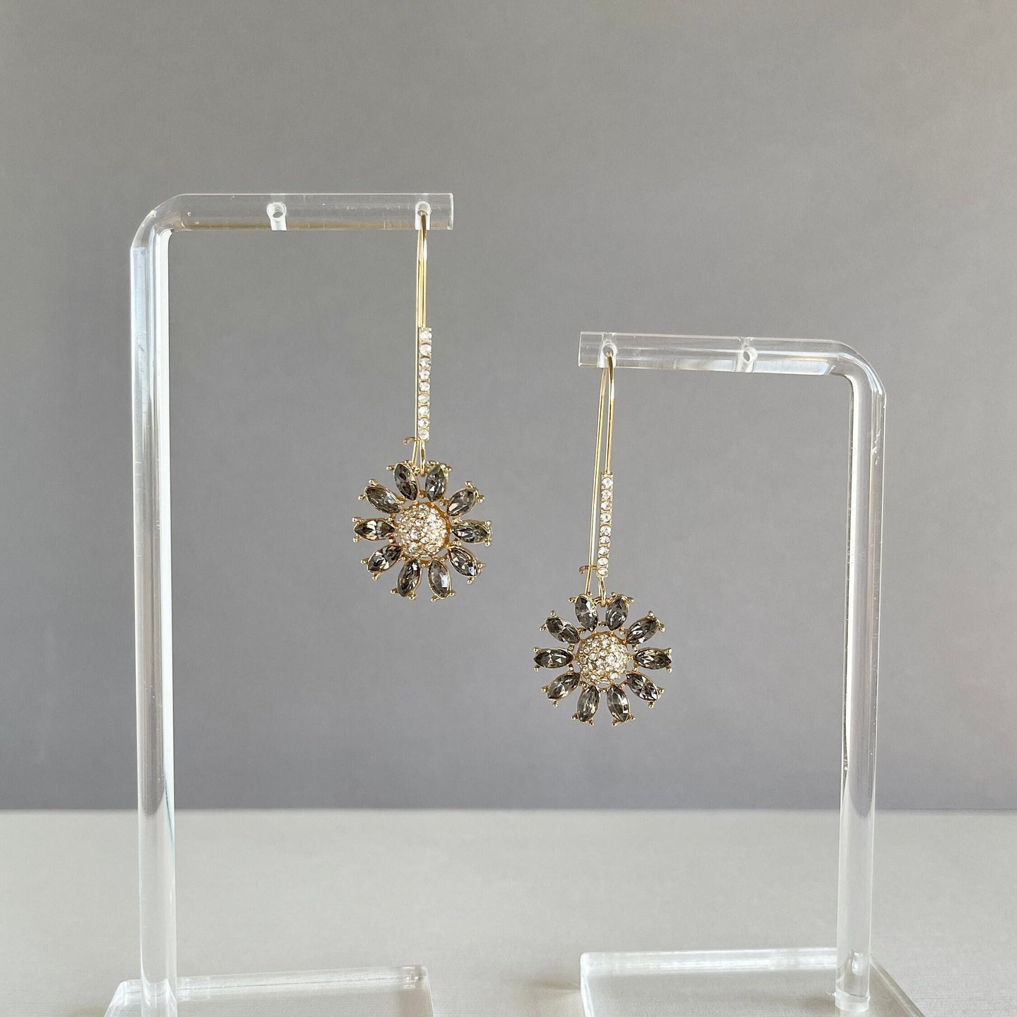 Crystal Flower Drop Earrings