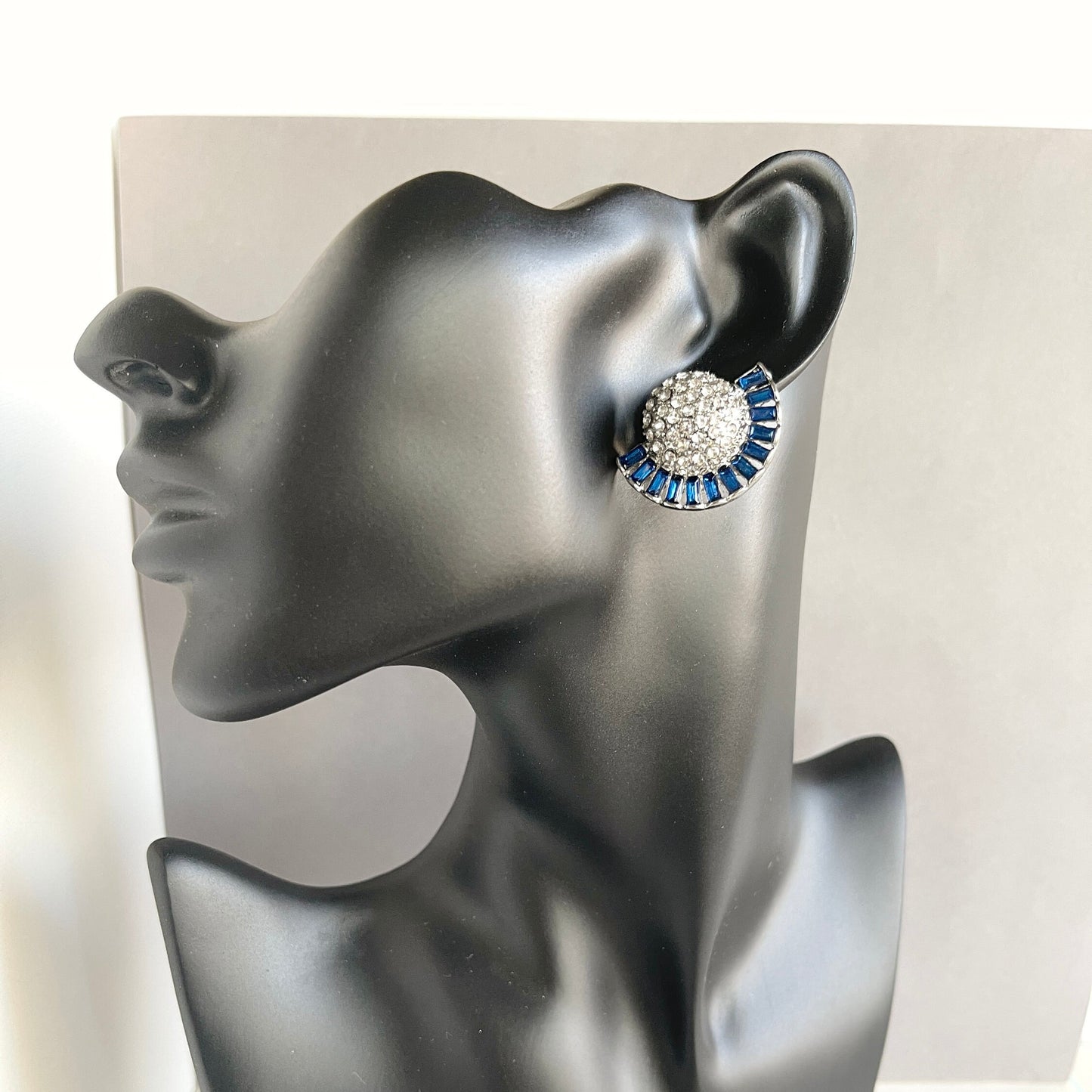 Blue Crystal Silver Earrings