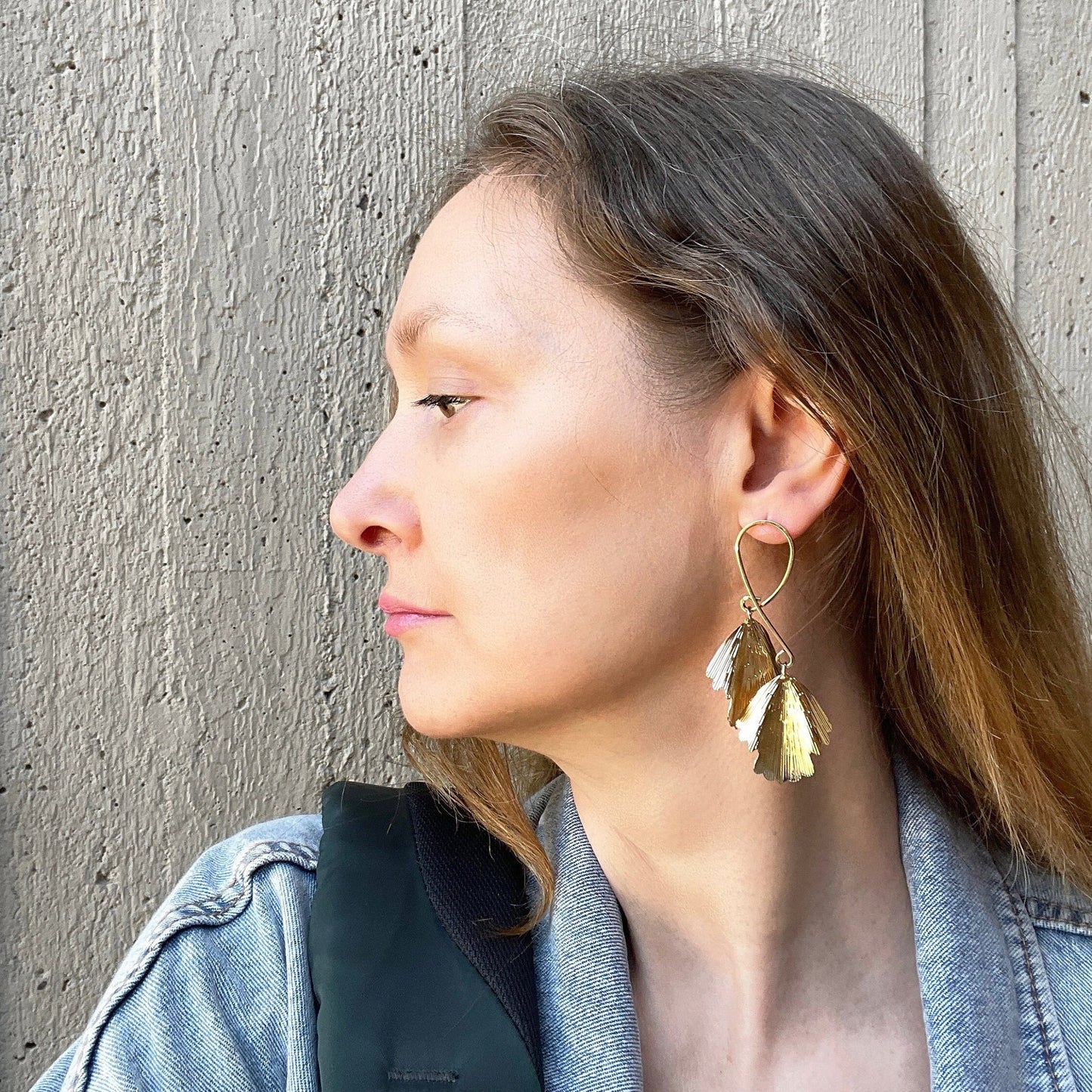 Double Leaf Drop Earrings
