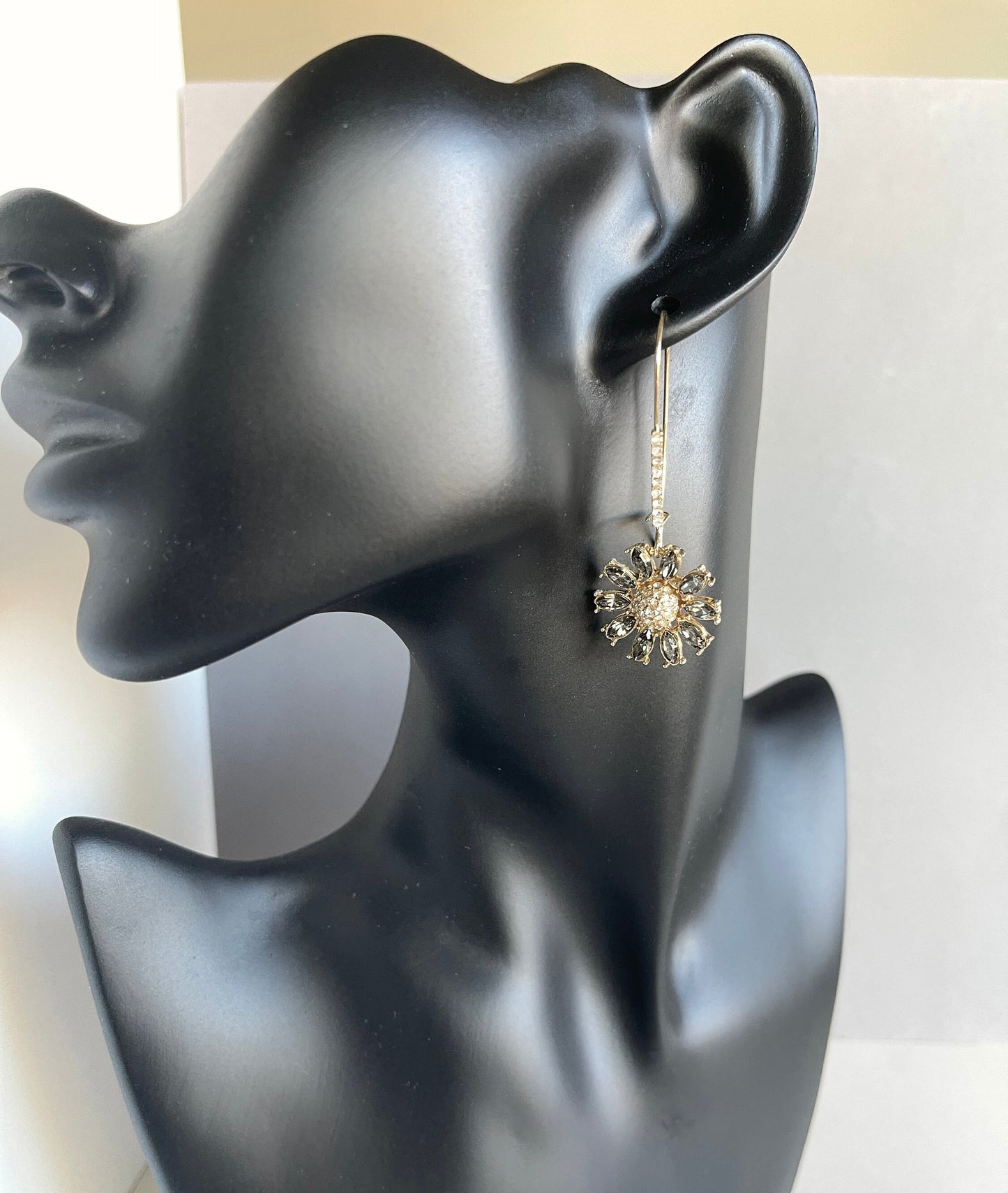 Crystal Flower Drop Earrings