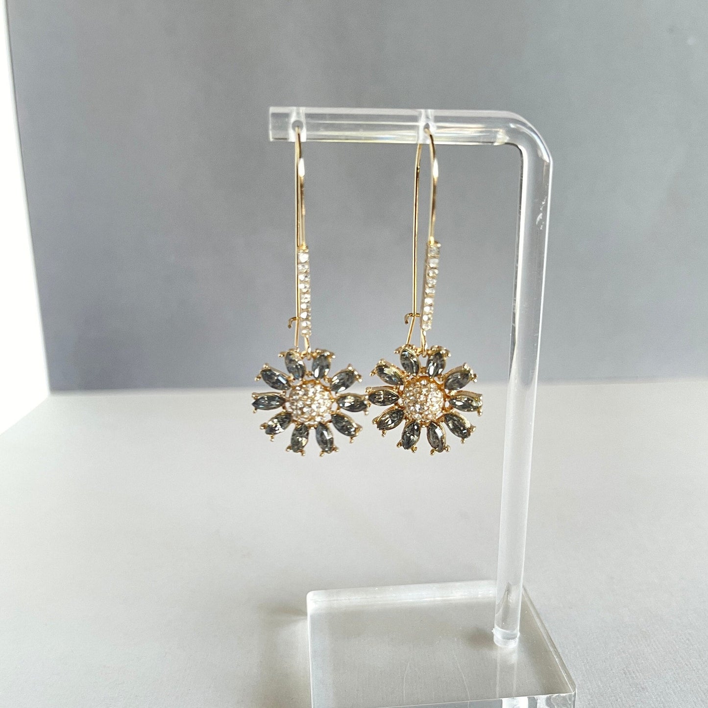 Crystal Flower Drop Earrings