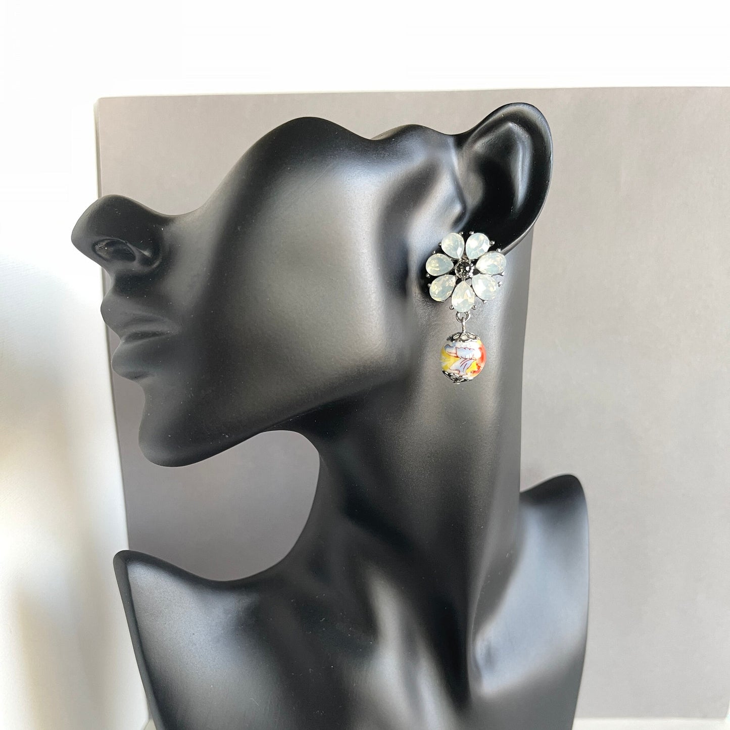 Flower Gem Drop Earrings